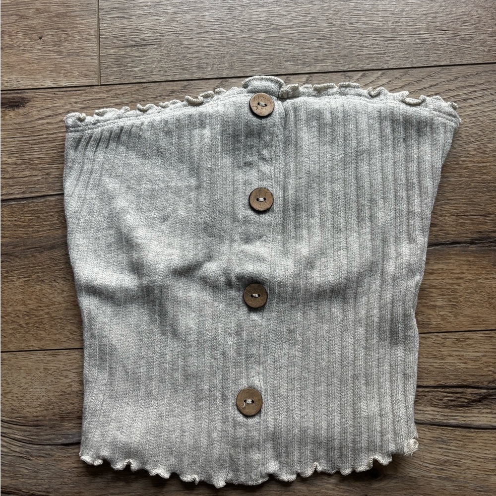 Fashion Nova Light Gray Ribbed Tube Top